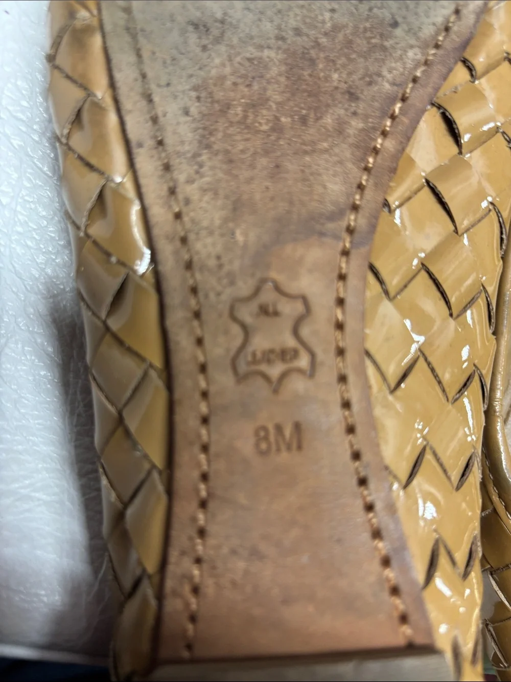 Tory Burch Caramel Woven Patent Leather Ballet Flats